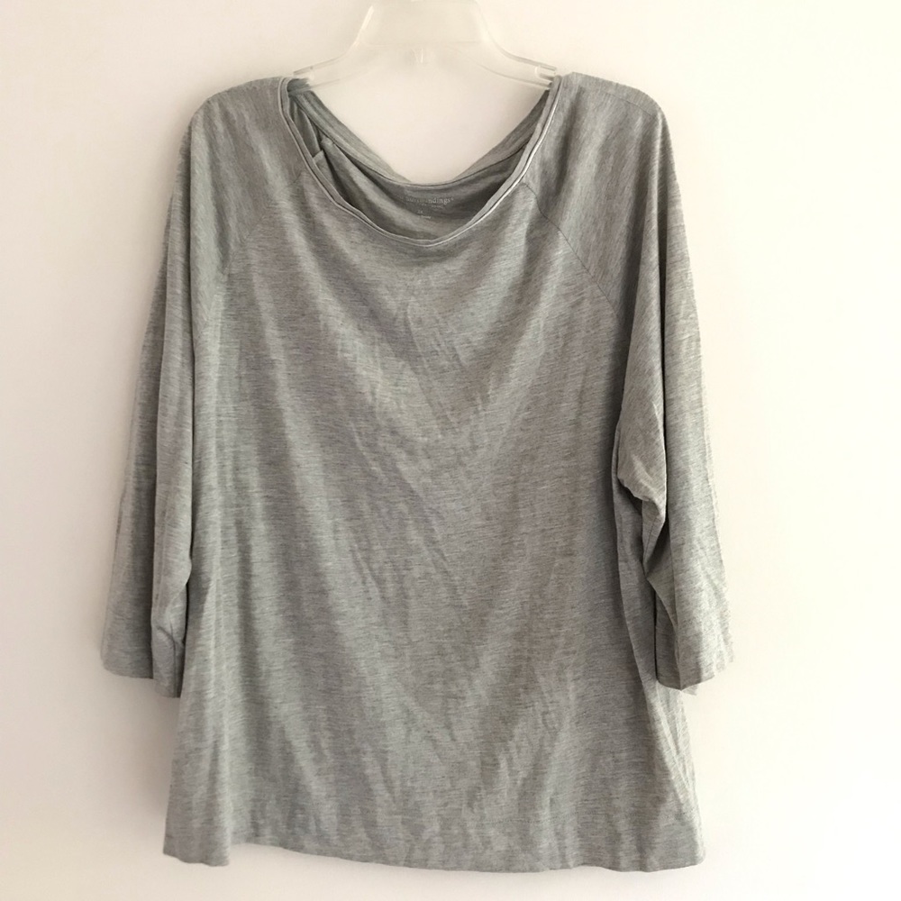 Soft Surroundings | Scoop Neck Top Womens Size 3X XXXL Gray Pullover 3/4 Sleeve